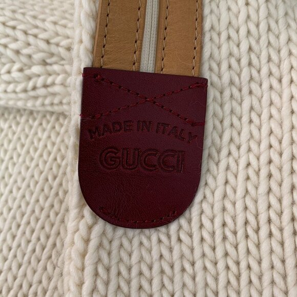 Gucci Beige Wool Knit Sweater With Leather Side Stitching XS Long Sleeve Made In - Picture 8 of 8